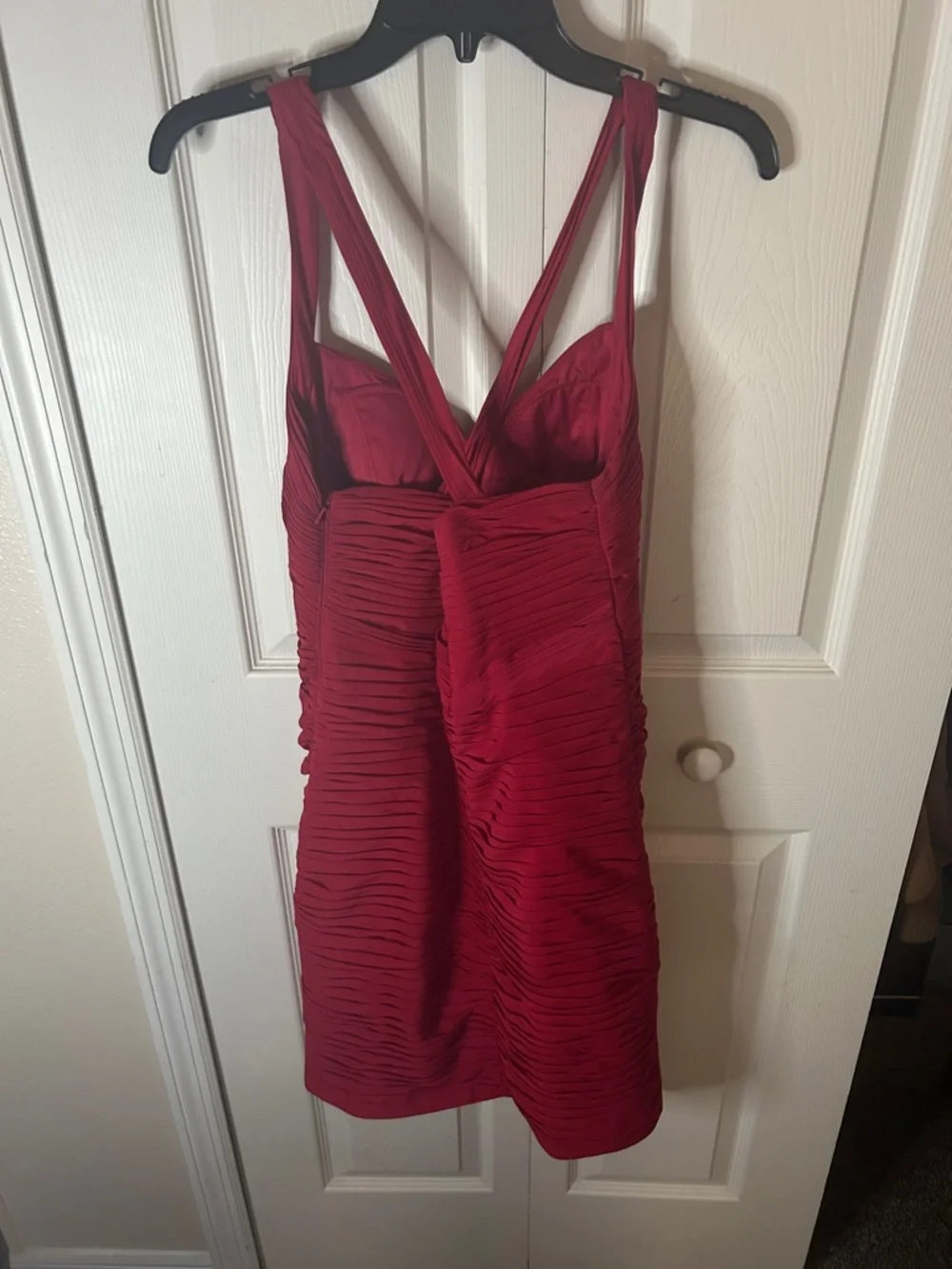 Cache Red Ruched V-Neck Mini Dress - Picture 2 of 5